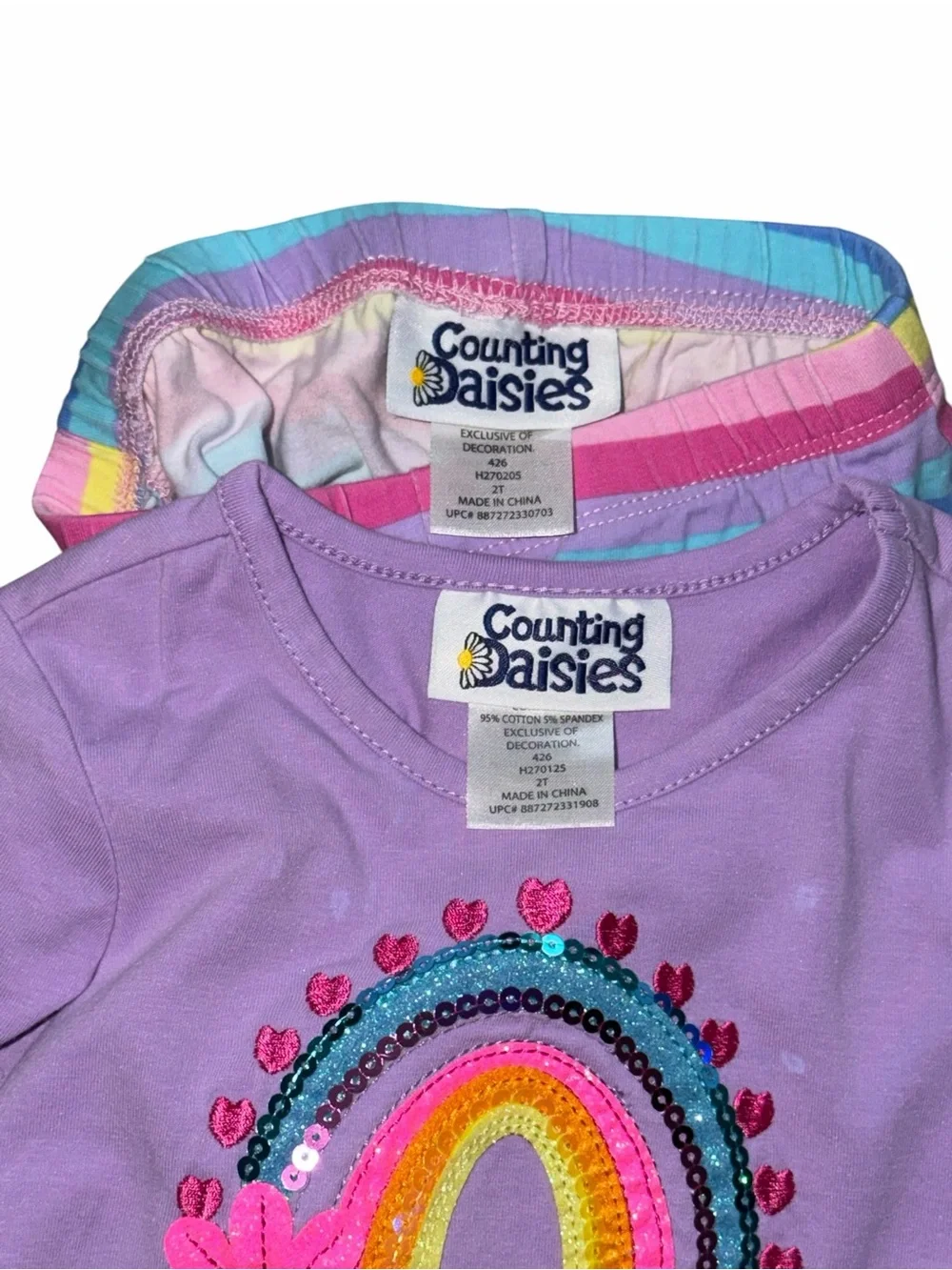 Counting Daisies Purple Rainbow Matching Outfit Set Ruffle Flare Pant Toddler 2T